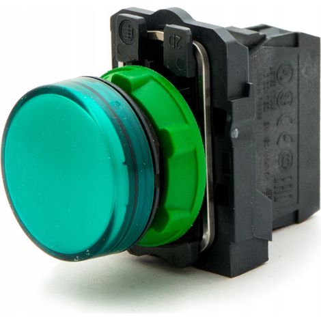 Indicatore luminoso verde F22, lente standard con LED integrato, 24V