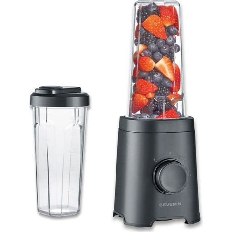 Frullatore - SEVERIN - SM3753 Mix & Go - 320 W - 2 borracce da 600 ml - 2 velocità - 4 lame affilate - Nero