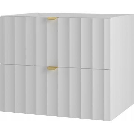 Meuble de salle de bain sous vasque suspendu ARCOS blanc 60 cm façades rainurées