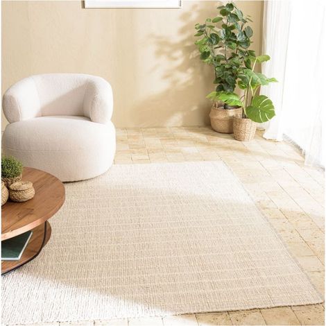 SACHA - Tapis rectangulaire 160x230cm en coton recyclé couleur ivoire (1/5)