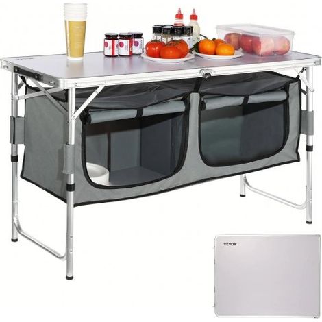 Campingküche inkl. Tragetasche Campingschrank Einstellbar Campingschrank, Reiseküche Küchenbox Zeltschrank Outdoor Camping Küche Zeltschrank Camping Reisen Grau Tragbar Küchenbox Reiseküche (1/5)