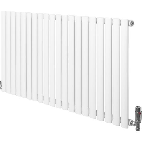 Radiador Ovalado Columna Simple  Blanco 1142W 600x1200mm + Válvulas Termostáticas – Calefacción Hogar Eficiente Estilo Contemporáneo Acero Premium - Fácil Instalación y Bajo Consumo (1/5)