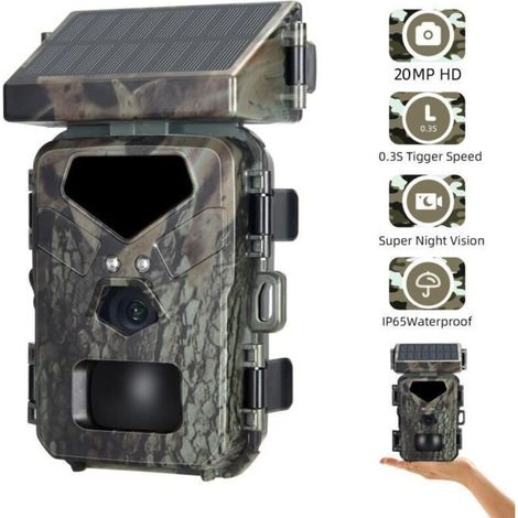Caméra de chasse solaire 20MP infrarouge Vision nocturne Caméra d\'observation de la faune 1080p Caméra de surveillance de charge (1/4)