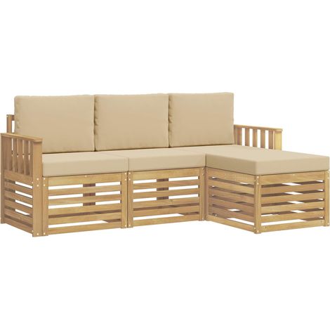 Set di divani da esterno 4 pz Salotto da Giardino Bianco e Beige (1/5)