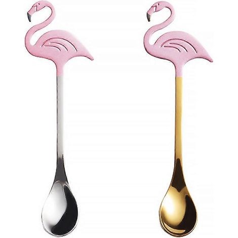 Lot de 2 cuillères à café, cuillères à dessert créatives et pratiques pour remuer à la maison-13X4X2CM-Silver