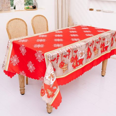 Nappe De Table - Imprimé Renne - Imperméable Anti-Taches Anti-Rides - Poids Lourd - Doux - Pour Dîner De Noël - Rectangulaire (1/5)