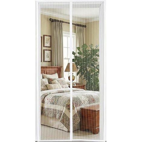 Moustiquaire magnétique blanche 140x220 cm, rideau de porte avec aimants puissants (1/5)