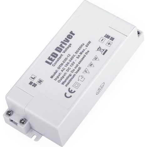 Alimentatore LED 12V 60W, Trasformatore AC 110/220V a DC 12V 5A, Driver Convertitore, Striscia LED (1/5)