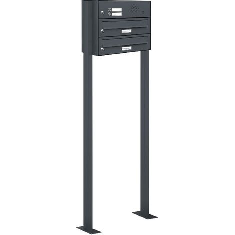 2er Briefkasten Standanlage Freistehend RAL 7016 Anthrazit Klingel (1/5)