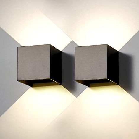 2 Pack Applique murale exterieur interieur LED Lampe murale extérieures moderne Noir 6W Blanc naturel 4000K IP65 Étanche carrée en (1/5)