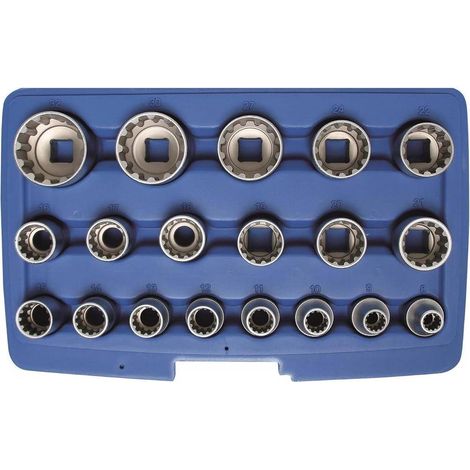 Jeu de Douilles Gear Lock 12,5 mm (1/2) - 19 pcs - Acier Résistant et Précision Professionnelle - D-Work