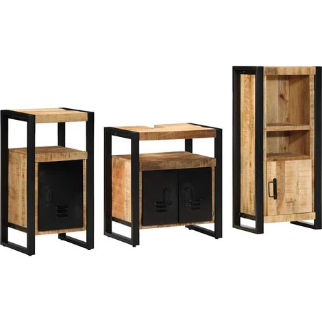 Maison Exclusive - Badezimmermöbel-Set 3 Stk. Braun und Schwarz M (1/5)