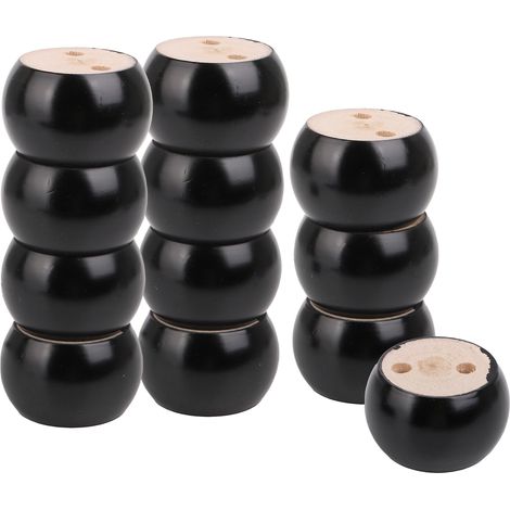 12 pieds de rechange à boule pour meubles, en bois massif noir, 80 x 50 mm, adaptés aux canapés-lits. (1/5)