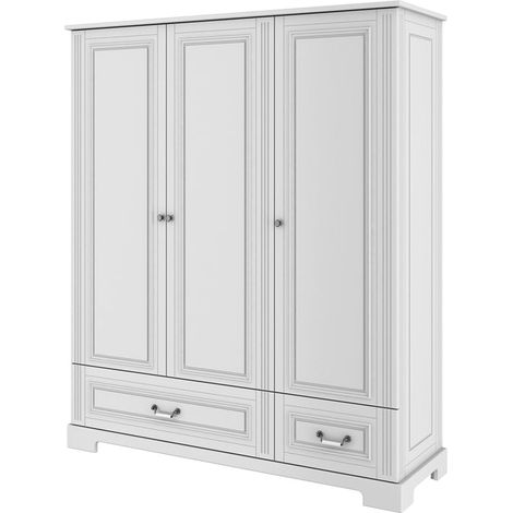 Armoire 3 portes 2 tiroirs Bellamy Ines Blanc (1/4)