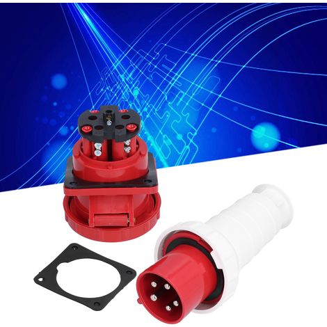 Prise de courant industrielle 5 broches, connecteur d'alimentation triphasé IP67 étanche 380415V 63A 3P + N + E (1/5)