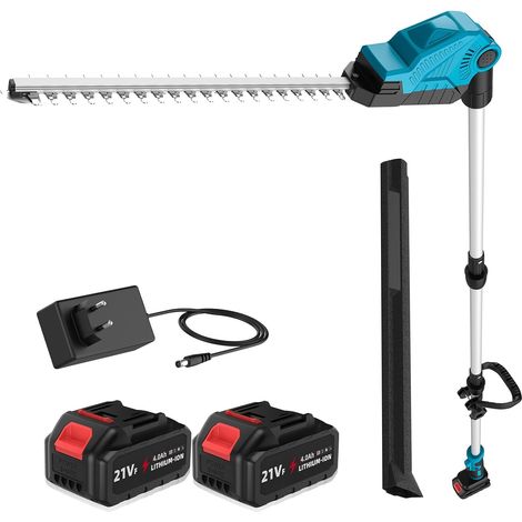 Taille‑haie sur perche télescopique sans fil 2,6 m, 2 batteries 4,0Ah, lame double action 48 cm, tête pivotante 135°, outil de jardin pour haies hautes (1/5)