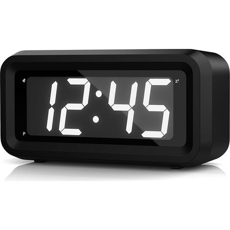Réveil Numérique, Horloge Numérique Pile,Reveil a Piles Luminosité Réglable, Snooze, 12/24H, Reveil Matin Non Ticking Reveil Gros Chiffres Enfants et Adultes EJ11 Affichage Blanc 11.5x8x6.6 (1/5)