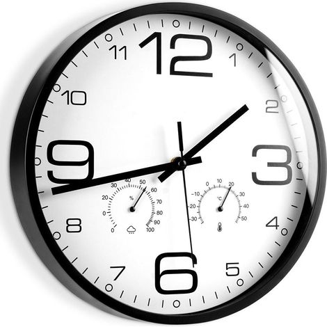 Horloge murale blanche avec thermomètre et hygromètre, 30 cm (1/5)