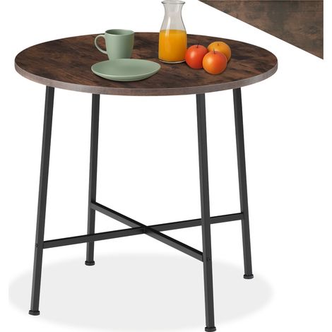Table de salle à manger style industriel 80 x 76 cm bois foncé (1/5)