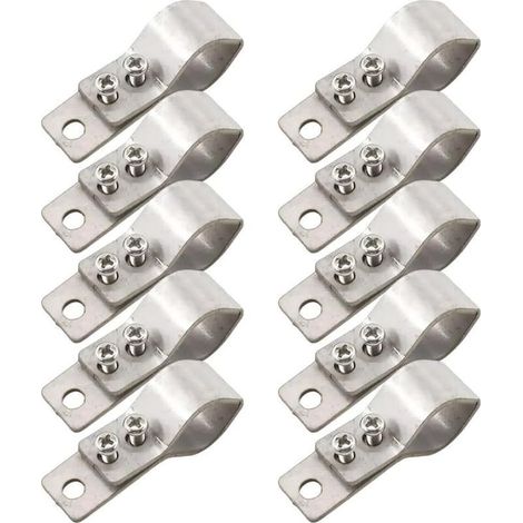 SS304 Lot de 10 colliers de serrage réglables en acier inoxydable 16-26 mm pour tonnelle, parasol, auvent extérieur (55 x 42 x 2 mm) (1/4)