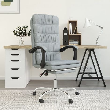 Chaise de bureau inclinable Fauteuil gamer - Chaise d'ordinateur Gris clair Tissu BonneVie-64351 (1/5)