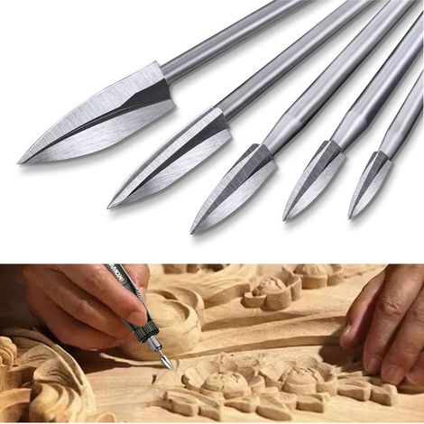 Holzgravur-Bits, 5-teiliges Schnitzwerkzeug-Set für Rotationswerkzeuge mit 1/8-Zoll-Schaft, universell passend für Rotationswerkzeuge (1/5)