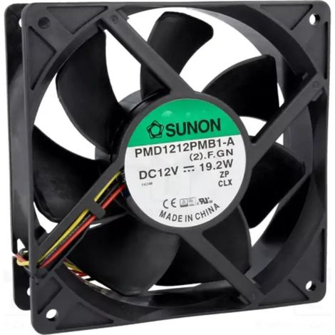 Ventilatore 12vdc 120x120x38mm 19,2w 3 fili sfere Sunon Pmd1212pmb1af