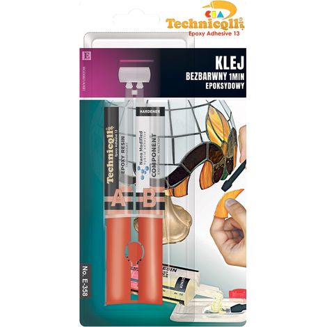 Colle époxy incolore 2 x 12 ml, prise en 1 min. - TQ E-358