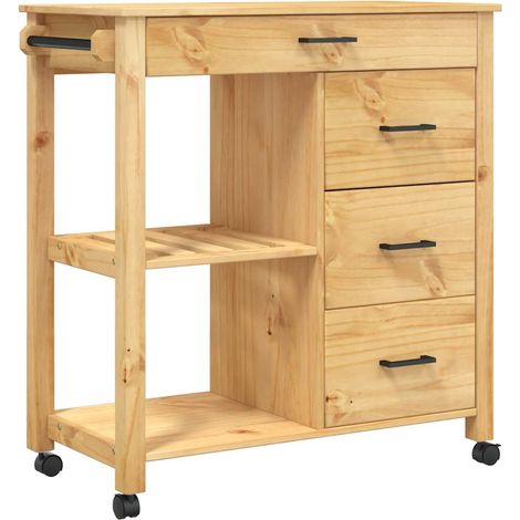 Kitchen Trolley MONZA 84x40x88.5 cm Solid Wood Pine vidaXL (1/5)