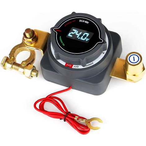 Interrupteur de déconnexion de batterie à borne supérieure avec voltmètre, alimentation marche/arrêt 5-80 V CC pour bateaux et camping-cars (1/5)