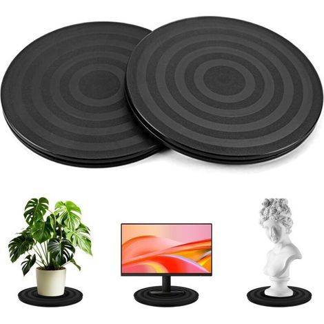 pezzi Piatto girevole a 360°, supporto girevole per TV, piatto girevole universale, piatto girevole manuale con cuscinetti a sfera per laptop e monitor, nero, 20 cm (1/4)