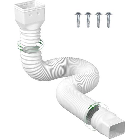 Extensión flexible para canaleta, kit de extensión para bajante, extremo cuadrado, blanco (150 cm) (1/5)