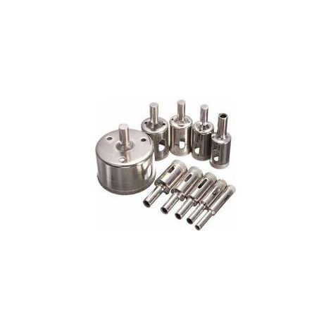 Kit de scies cloches diamantées pour la découpe de verre, de carrelage, de céramique, de marbre (8 mm, 10 mm, 12 mm, 14 mm, 16 mm, 18 mm, 20 mm, 22 mm, 26 mm, 50 mm) (1/5)