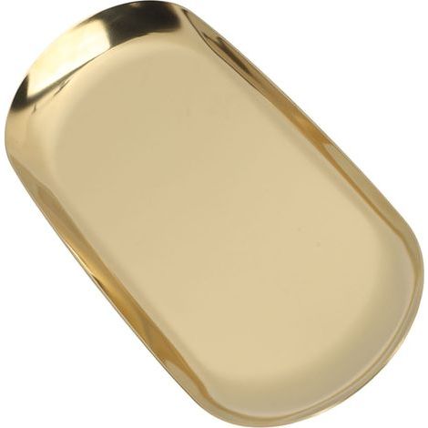 Plateau de Bijoux Ovale avec Miroir Doré et Bord Brillant pour Accessoires et Vernis à Ongles (1/5)
