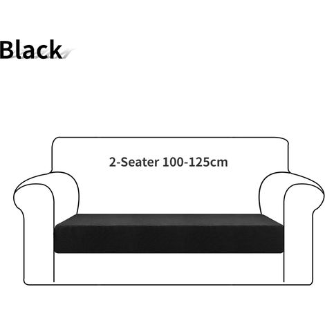 Housse de coussin élastique jacquard pour canapé, fauteuil ou chaise (lot de 3, noir, double assise). Protège-coussin d'assise. (1/5)