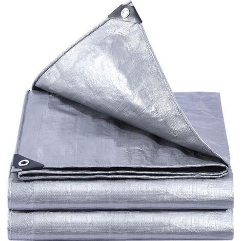 royaluxe -bâche imperméable bâche imperméable 4x4m gris 160g/m² bâche imperméable résistante aux UV en polyéthylène avec œillets (1/3)