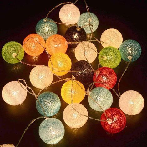 Guirlande Lumineuse de 3 m avec 20 Boules à LED en coloré - Fonctionne avec des Piles,idéale pour Noël ou Un Mariage Couleurs Mixtes (1/2)