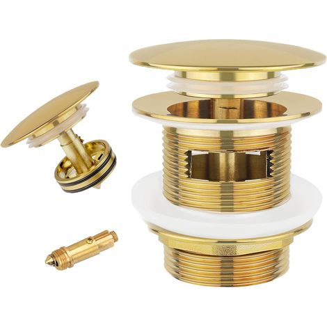Drain de baignoire autoportant, drain de baignoire autoportant escamotable, bouchon de vidange de panier filtrant amovible, livré avec boulon pop-up (or) (1/5)