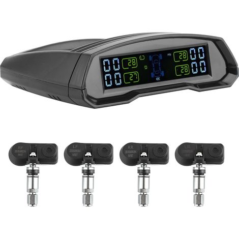 Système de surveillance de la pression des pneus sans fil, alimenté par énergie solaire/USB, avec écran LCD numérique (1/5)