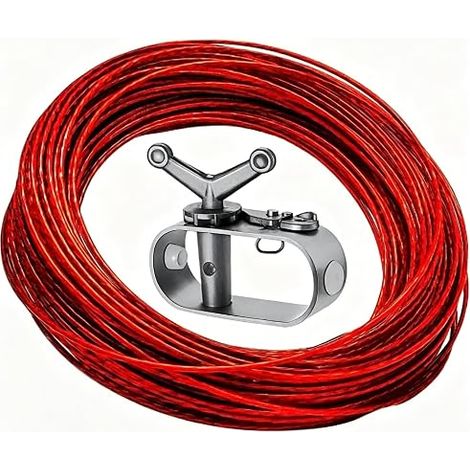 Kit Tendeur Corde Piscine, Rouge, Fixation Durable