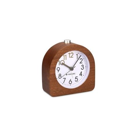 Sveglia analogica in legno - Orologio classico con lancette, funzioni di ora, sveglia, snooze e luce - Legno scuro - Crezuo