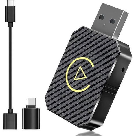 Adaptateur CarPlay sans fil pour Phone IOS Android, avec câble d'extension USB & USB-C/Type-C, Compatible Voitures 2016+ et iOS 10+ (1/4)