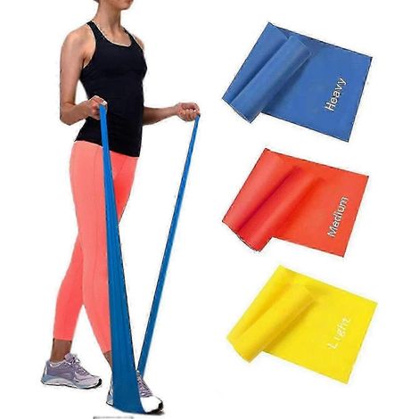 Ensemble de ceintures de fitness en 3 pièces, 120 x 15 cm, compatible avec le fitness, la rééducation, la gymnastique et la physiothérapie. (1/5)