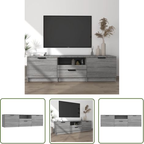The Living Store Meuble TV Sonoma gris 140x35x40 cm Bois d'ingénierie - Meubles Tv - Meuble Tv - Support Tv - Unité Tv - Meuble Design (1/5)