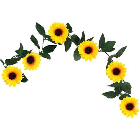 Guirlande de Tournesols Rotin Décoration Maison et Bureau Jaune (1/5)