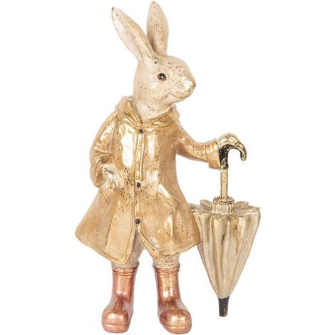 Statuette décorative lapin parapluie 20x12x33cm (1/4)