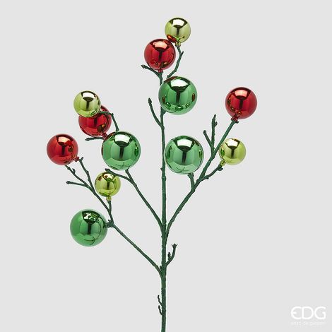 EDG Enzo De Gasperi Decoro Natale PalleMix Ramo X 12 H 53 Cm Green Red (1/3)