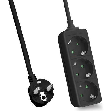 HELOS MULTIPRISE CLASSIC, 3 PRISES, NOIR, 5 M, SANS INTERRUPTEUR. 262802