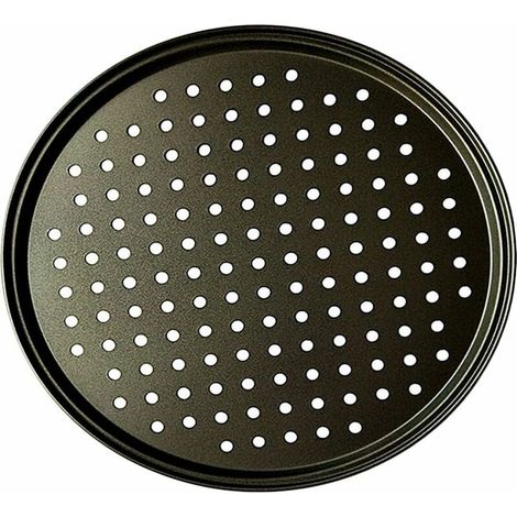 Poêle à Pizza Punch Acier Au Carbone Plat Four Perforé Multi-Usages Plaque à Pizzac Anti-adhérent Plaques à Pizza Utilisée pour Pâtisserie, La Pizza, Le Gâteau, Les Sandwichs, Saucisse, Galett (1/4)