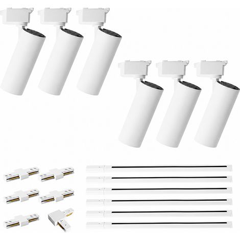 LUSSOCRAFT Spot LED sur rail moderne – Aluminium, 20 W, blanc neutre, LED intégrée, 50.5×19.5×15.5 cm, pour salon et chambre (1/4)